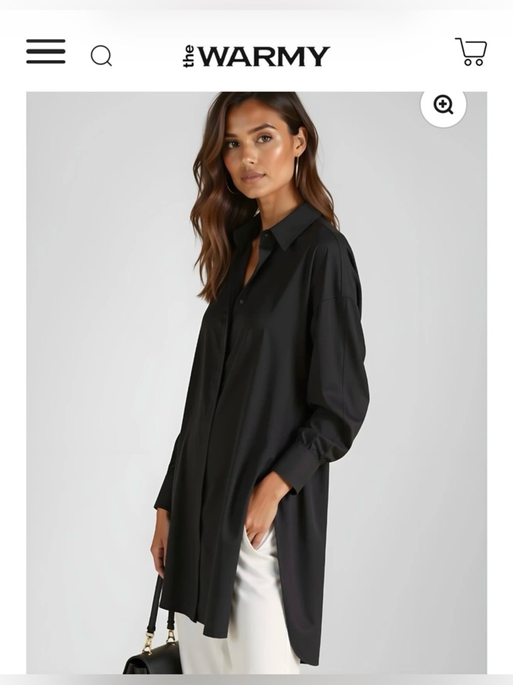NEW! The Warmy Oversized Lapel Shirt Dress Black Tunic Top Women’s Size L